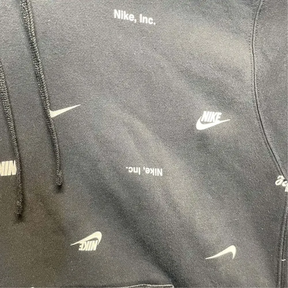 Nike Sportswear All Over Logo Hoodie Black White Men’s Large Pullover Swoosh